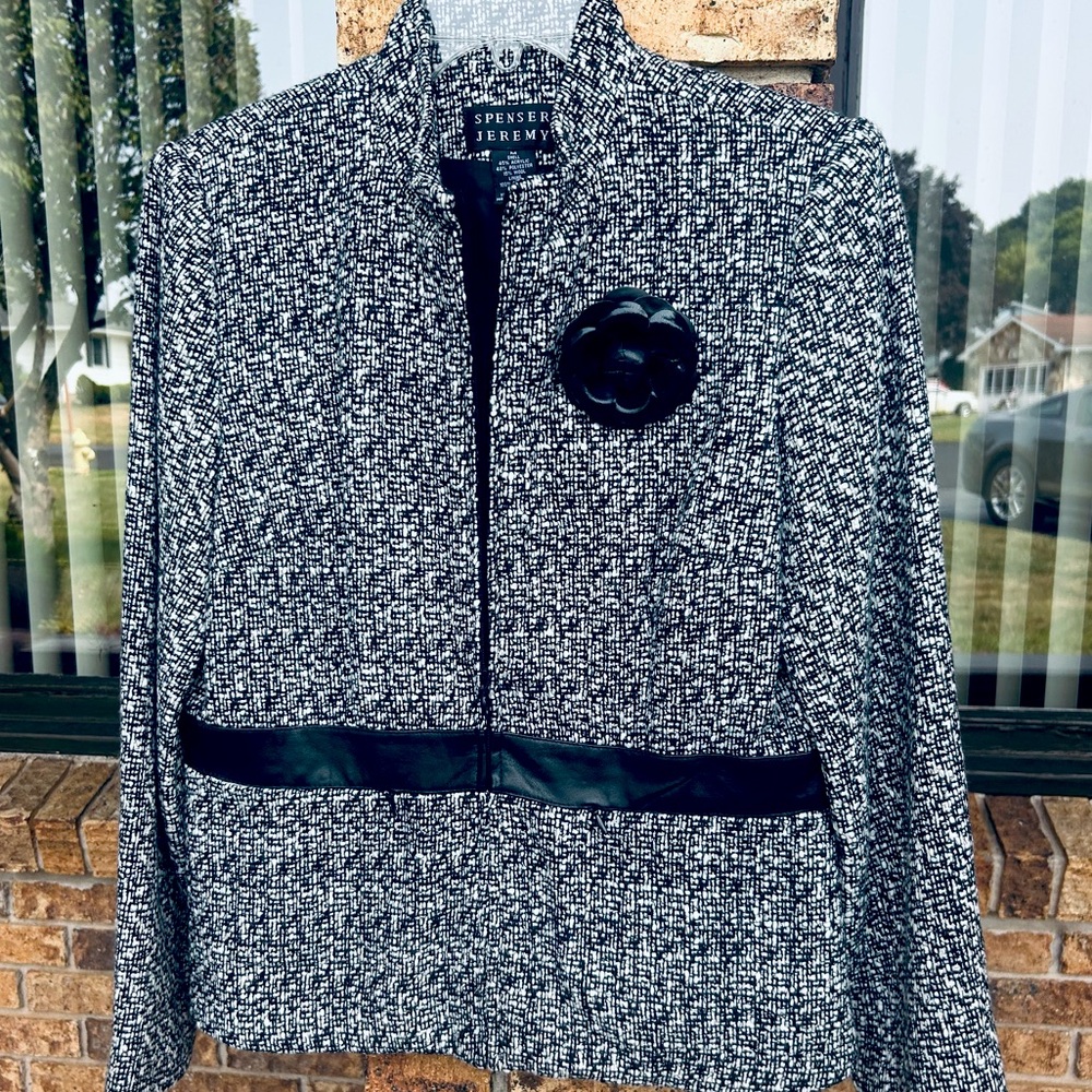 Tweed Leather Blazer M